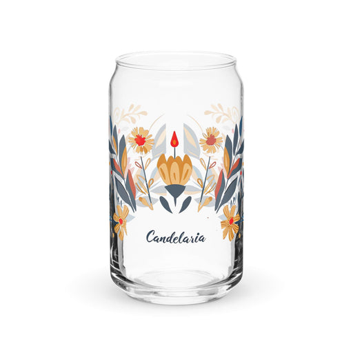 Candelaria Exclusive Name Art Piece Can-Shaped Glass Home Office Work Mexican Spanish Pride Gift Cup One-Of-A-Kind Calligraphy Glass | C13 Mexicada 16 oz