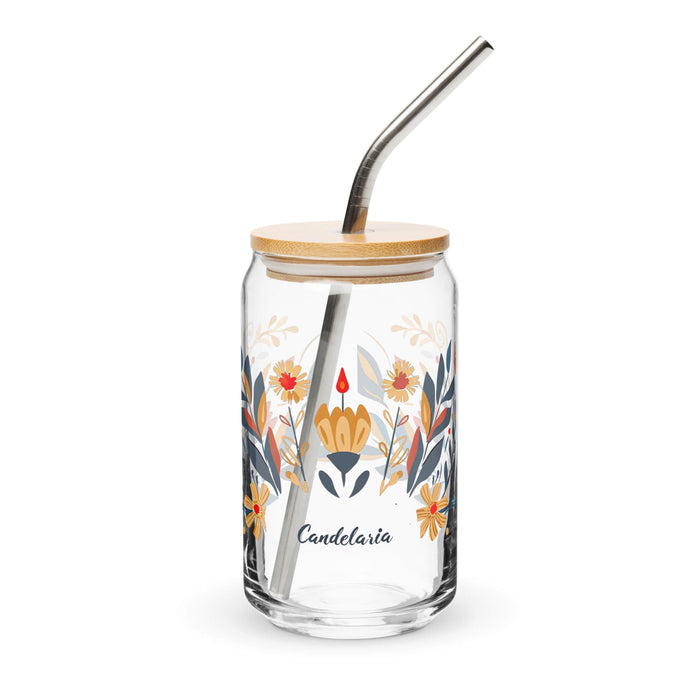 Candelaria Exclusive Name Art Piece Can-Shaped Glass Home Office Work Mexican Spanish Pride Gift Cup One-Of-A-Kind Calligraphy Glass | C13 Mexicada 16 oz With Lid & Straw