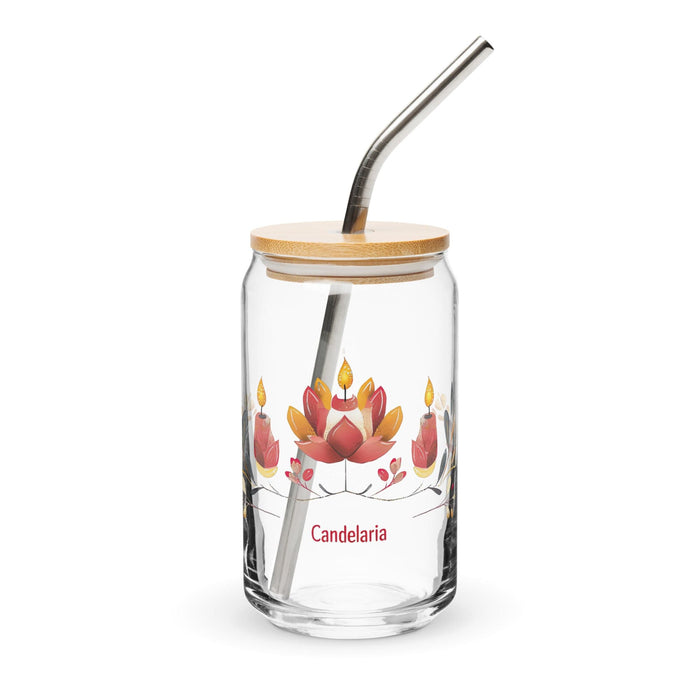 Candelaria Exclusive Name Art Piece Can-Shaped Glass Home Office Work Mexican Spanish Pride Gift Cup One-Of-A-Kind Calligraphy Glass | C15 Mexicada 16 oz With Lid & Straw