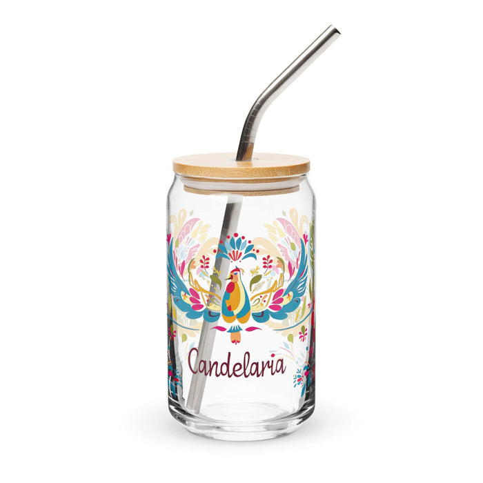 Candelaria Exclusive Name Art Piece Can-Shaped Glass Home Office Work Mexican Spanish Pride Gift Cup One-Of-A-Kind Calligraphy Glass | C18 Mexicada 16 oz With Lid & Straw