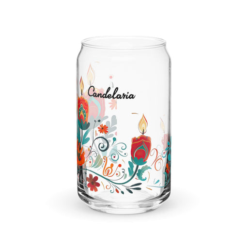 Candelaria Exclusive Name Art Piece Can-Shaped Glass Home Office Work Mexican Spanish Pride Gift Cup One-Of-A-Kind Calligraphy Glass | C19 Mexicada 16 oz