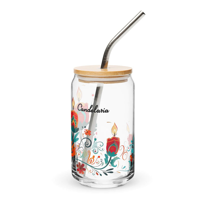 Candelaria Exclusive Name Art Piece Can-Shaped Glass Home Office Work Mexican Spanish Pride Gift Cup One-Of-A-Kind Calligraphy Glass | C19 Mexicada 16 oz With Lid & Straw