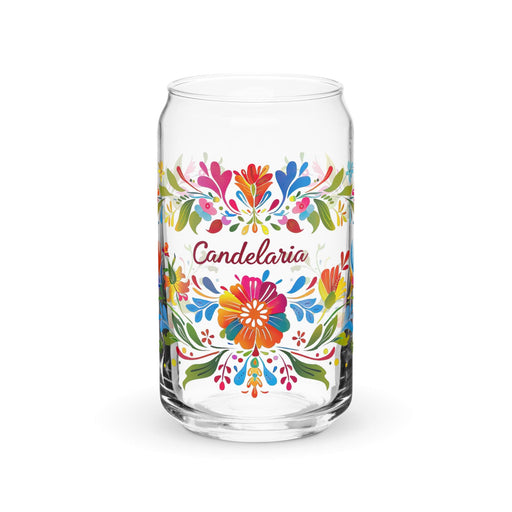 Candelaria Exclusive Name Art Piece Can-Shaped Glass Home Office Work Mexican Spanish Pride Gift Cup One-Of-A-Kind Calligraphy Glass | C2 Mexicada 16 oz (No Lid No Straw)