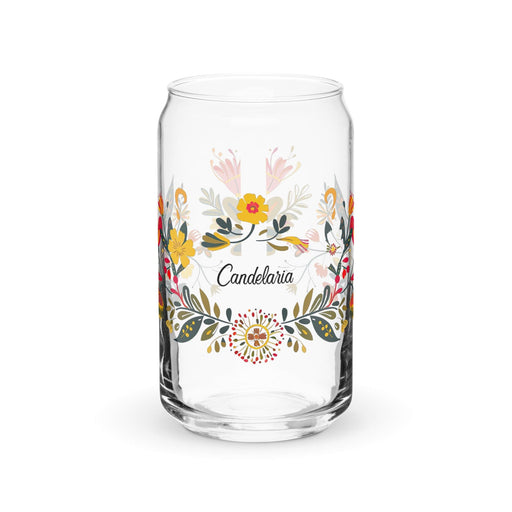 Candelaria Exclusive Name Art Piece Can-Shaped Glass Home Office Work Mexican Spanish Pride Gift Cup One-Of-A-Kind Calligraphy Glass | C21 Mexicada 16 oz