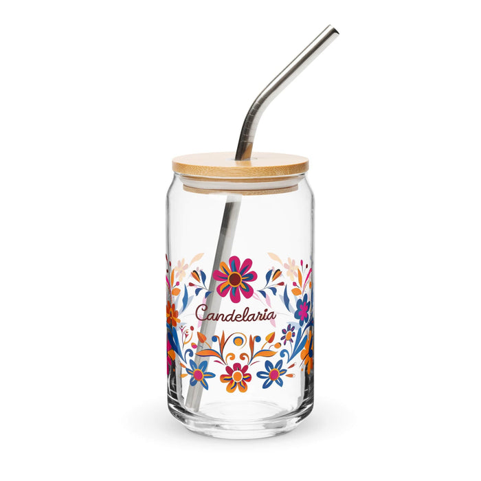 Candelaria Exclusive Name Art Piece Can-Shaped Glass Home Office Work Mexican Spanish Pride Gift Cup One-Of-A-Kind Calligraphy Glass | C6 Mexicada 16 oz With Lid & Straw