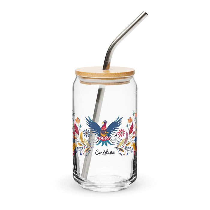 Candelaria Exclusive Name Art Piece Can-Shaped Glass Home Office Work Mexican Spanish Pride Gift Cup One-Of-A-Kind Calligraphy Glass | C9 Mexicada 16 oz With Lid & Straw