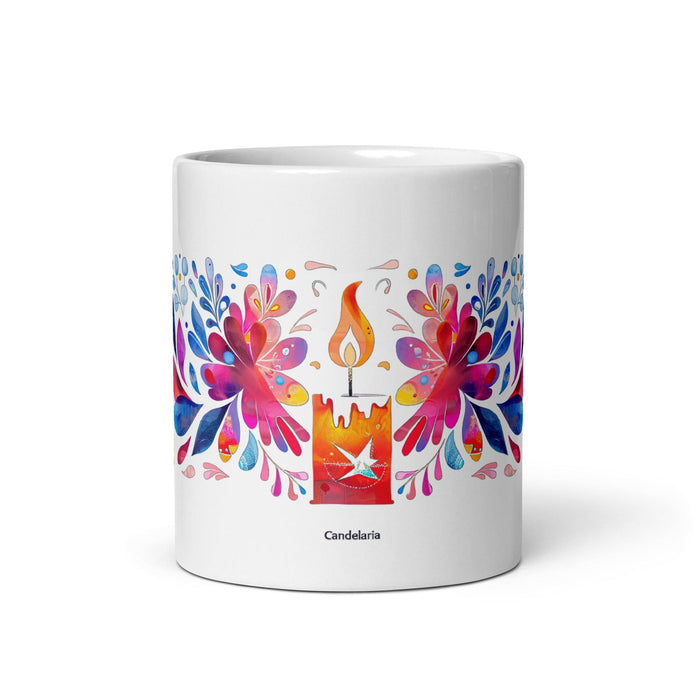 Candelaria Exclusive Name Art Piece Home Office Work Coffee Mug Mexican Spanish Pride Gift Cup One-Of-A-Kind Calligraphy White Glossy Mug | C1 Mexicada