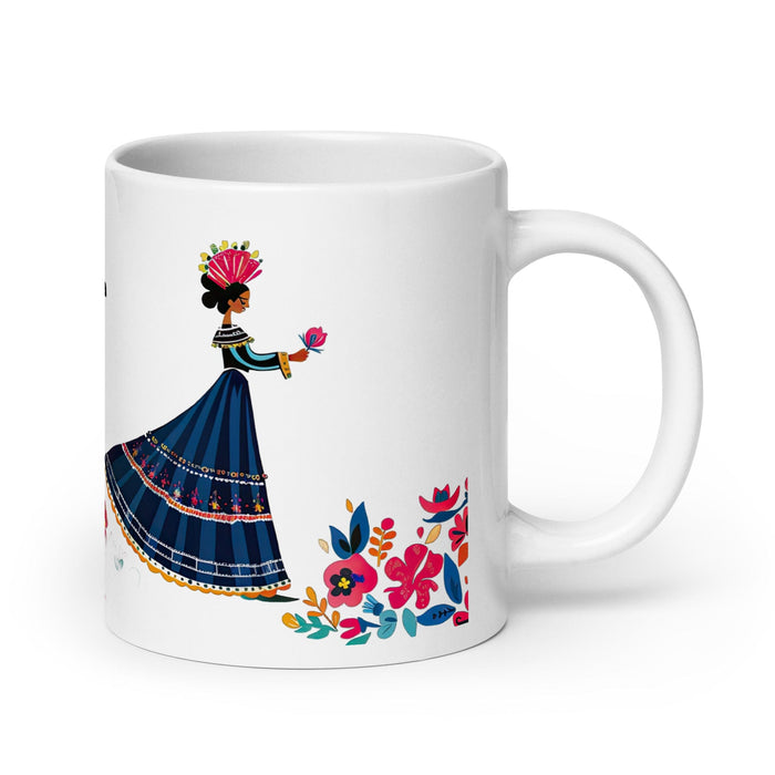 Candelaria Exclusive Name Art Piece Home Office Work Coffee Mug Mexican Spanish Pride Gift Cup One-Of-A-Kind Calligraphy White Glossy Mug | C12 Mexicada 20 oz