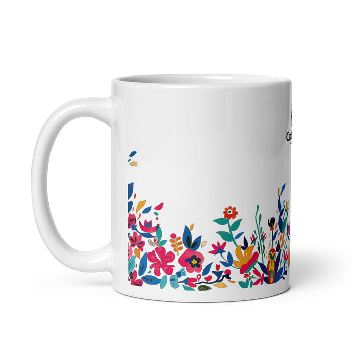 Candelaria Exclusive Name Art Piece Home Office Work Coffee Mug Mexican Spanish Pride Gift Cup One-Of-A-Kind Calligraphy White Glossy Mug | C12 Mexicada