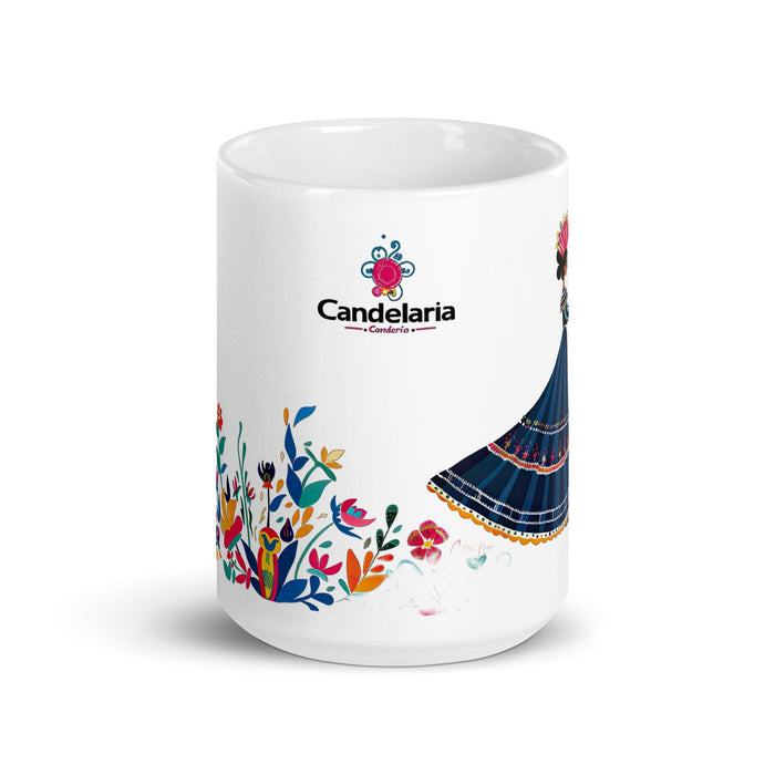 Candelaria Exclusive Name Art Piece Home Office Work Coffee Mug Mexican Spanish Pride Gift Cup One-Of-A-Kind Calligraphy White Glossy Mug | C12 Mexicada