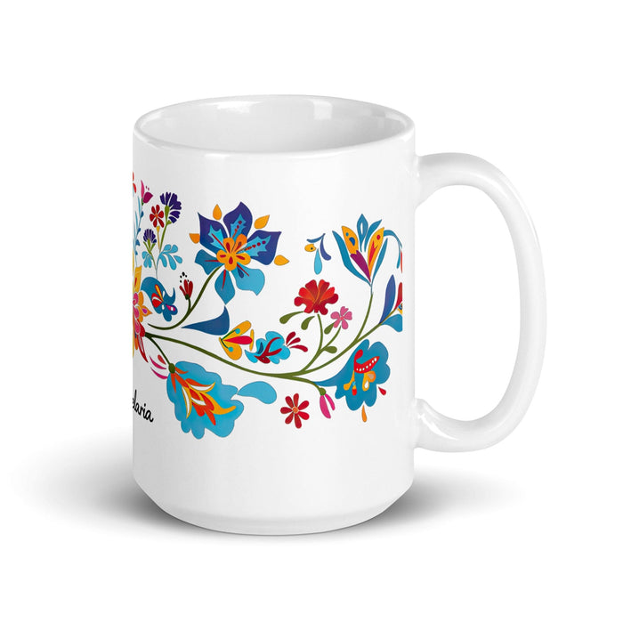 Candelaria Exclusive Name Art Piece Home Office Work Coffee Mug Mexican Spanish Pride Gift Cup One-Of-A-Kind Calligraphy White Glossy Mug | C14 Mexicada 15 oz