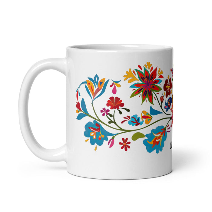 Candelaria Exclusive Name Art Piece Home Office Work Coffee Mug Mexican Spanish Pride Gift Cup One-Of-A-Kind Calligraphy White Glossy Mug | C14 Mexicada