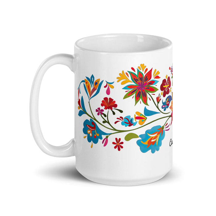 Candelaria Exclusive Name Art Piece Home Office Work Coffee Mug Mexican Spanish Pride Gift Cup One-Of-A-Kind Calligraphy White Glossy Mug | C14 Mexicada