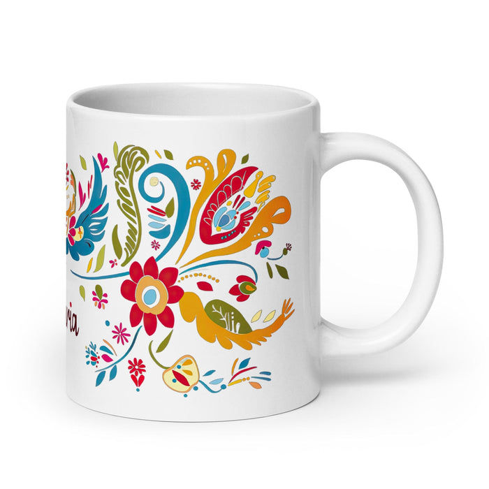 Candelaria Exclusive Name Art Piece Home Office Work Coffee Mug Mexican Spanish Pride Gift Cup One-Of-A-Kind Calligraphy White Glossy Mug | C18 Mexicada 20 oz