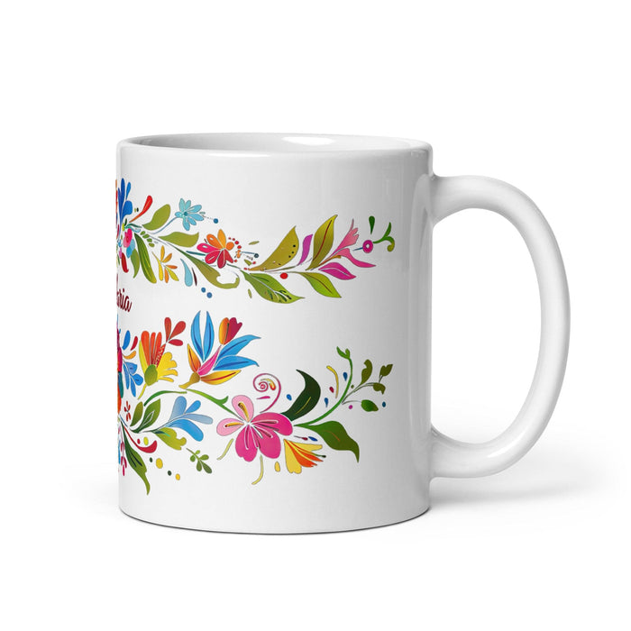 Candelaria Exclusive Name Art Piece Home Office Work Coffee Mug Mexican Spanish Pride Gift Cup One-Of-A-Kind Calligraphy White Glossy Mug | C2 Mexicada 11 oz