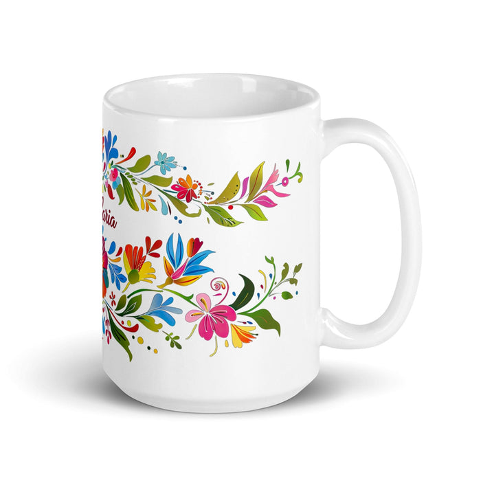 Candelaria Exclusive Name Art Piece Home Office Work Coffee Mug Mexican Spanish Pride Gift Cup One-Of-A-Kind Calligraphy White Glossy Mug | C2 Mexicada 15 oz