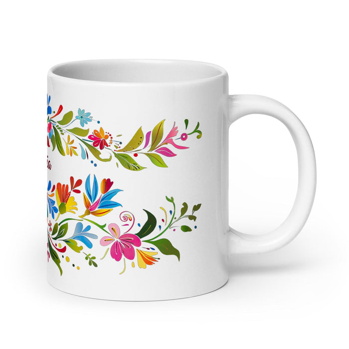 Candelaria Exclusive Name Art Piece Home Office Work Coffee Mug Mexican Spanish Pride Gift Cup One-Of-A-Kind Calligraphy White Glossy Mug | C2 Mexicada 20 oz