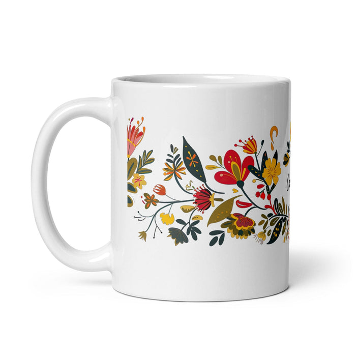 Candelaria Exclusive Name Art Piece Home Office Work Coffee Mug Mexican Spanish Pride Gift Cup One-Of-A-Kind Calligraphy White Glossy Mug | C21 Mexicada