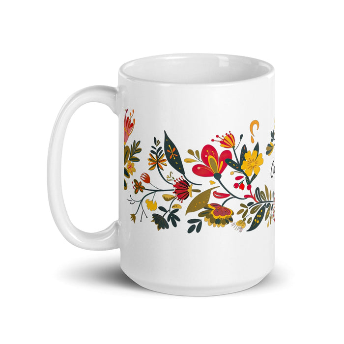 Candelaria Exclusive Name Art Piece Home Office Work Coffee Mug Mexican Spanish Pride Gift Cup One-Of-A-Kind Calligraphy White Glossy Mug | C21 Mexicada