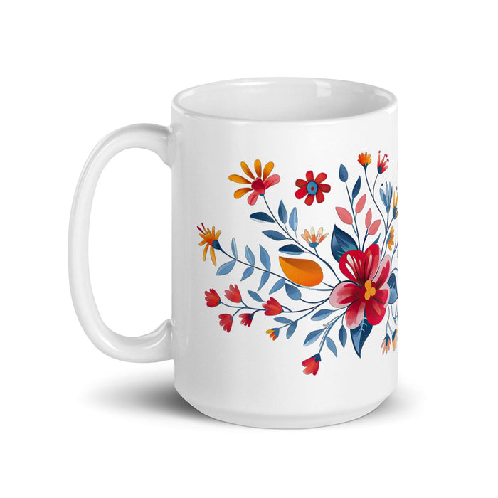 Candelaria Exclusive Name Art Piece Home Office Work Coffee Mug Mexican Spanish Pride Gift Cup One-Of-A-Kind Calligraphy White Glossy Mug | C22 Mexicada