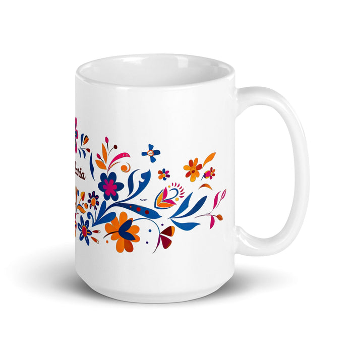 Candelaria Exclusive Name Art Piece Home Office Work Coffee Mug Mexican Spanish Pride Gift Cup One-Of-A-Kind Calligraphy White Glossy Mug | C6 Mexicada 15 oz