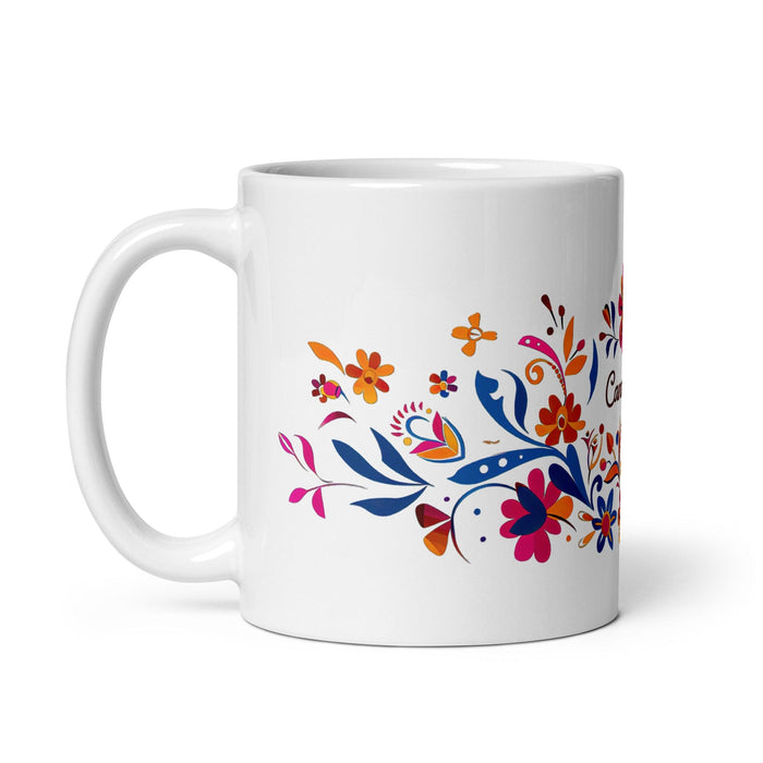 Candelaria Exclusive Name Art Piece Home Office Work Coffee Mug Mexican Spanish Pride Gift Cup One-Of-A-Kind Calligraphy White Glossy Mug | C6 Mexicada