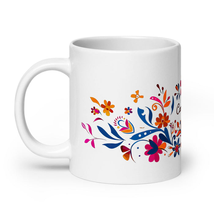 Candelaria Exclusive Name Art Piece Home Office Work Coffee Mug Mexican Spanish Pride Gift Cup One-Of-A-Kind Calligraphy White Glossy Mug | C6 Mexicada