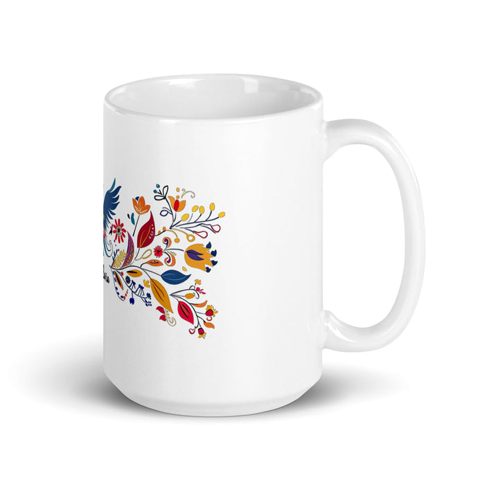 Candelaria Exclusive Name Art Piece Home Office Work Coffee Mug Mexican Spanish Pride Gift Cup One-Of-A-Kind Calligraphy White Glossy Mug | C9 Mexicada 15 oz