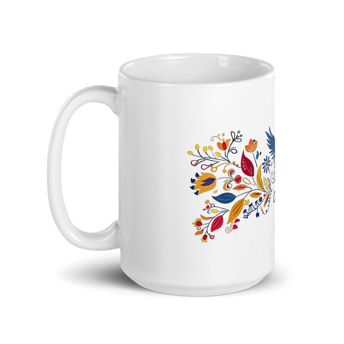 Candelaria Exclusive Name Art Piece Home Office Work Coffee Mug Mexican Spanish Pride Gift Cup One-Of-A-Kind Calligraphy White Glossy Mug | C9 Mexicada