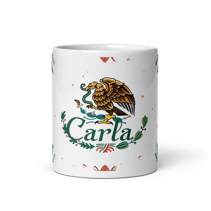 Carla Exclusive Name Art Piece Home Office Work Coffee Mug Mexican Spanish Pride Gift Cup One-Of-A-Kind Calligraphy White Glossy Mug | C1 Mexicada