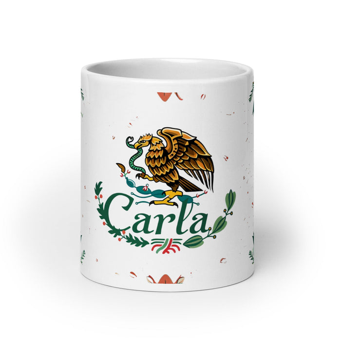 Carla Exclusive Name Art Piece Home Office Work Coffee Mug Mexican Spanish Pride Gift Cup One-Of-A-Kind Calligraphy White Glossy Mug | C1 Mexicada