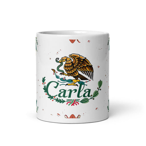 Carla Exclusive Name Art Piece Home Office Work Coffee Mug Mexican Spanish Pride Gift Cup One-Of-A-Kind Calligraphy White Glossy Mug | C2 Mexicada