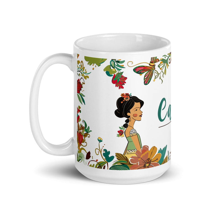 Carla Exclusive Name Art Piece Home Office Work Coffee Mug Mexican Spanish Pride Gift Cup One-Of-A-Kind Calligraphy White Glossy Mug | C3 Mexicada