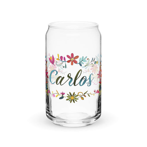 Carlos Exclusive Name Art Piece Can-Shaped Glass Home Office Work Mexican Spanish Pride Gift Cup One-Of-A-Kind Calligraphy Glass | C10 Mexicada 16 oz