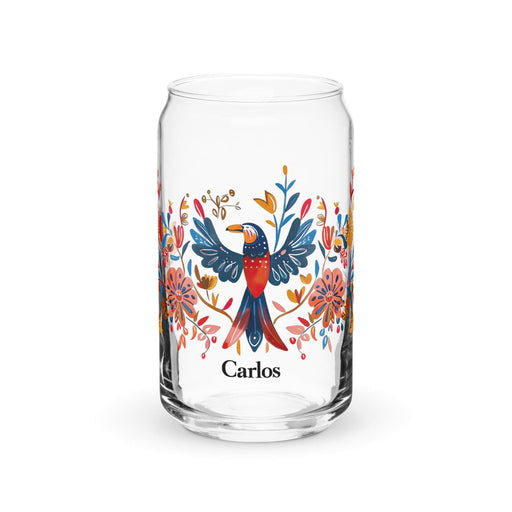 Carlos Exclusive Name Art Piece Can-Shaped Glass Home Office Work Mexican Spanish Pride Gift Cup One-Of-A-Kind Calligraphy Glass | C14 Mexicada 16 oz (No Lid No Straw)