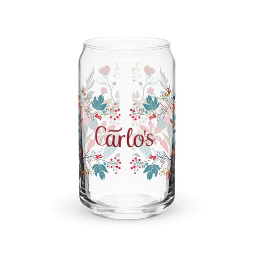 Carlos Exclusive Name Art Piece Can-Shaped Glass Home Office Work Mexican Spanish Pride Gift Cup One-Of-A-Kind Calligraphy Glass | C16 Mexicada 16 oz (No Lid No Straw)