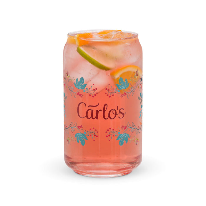 Carlos Exclusive Name Art Piece Can-Shaped Glass Home Office Work Mexican Spanish Pride Gift Cup One-Of-A-Kind Calligraphy Glass | C16 Mexicada