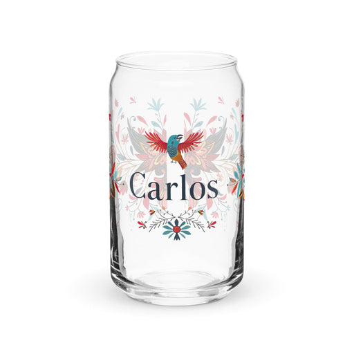 Carlos Exclusive Name Art Piece Can-Shaped Glass Home Office Work Mexican Spanish Pride Gift Cup One-Of-A-Kind Calligraphy Glass | C18 Mexicada 16 oz