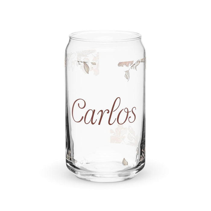 Carlos Exclusive Name Art Piece Can-Shaped Glass Home Office Work Mexican Spanish Pride Gift Cup One-Of-A-Kind Calligraphy Glass | C19 Mexicada 16 oz