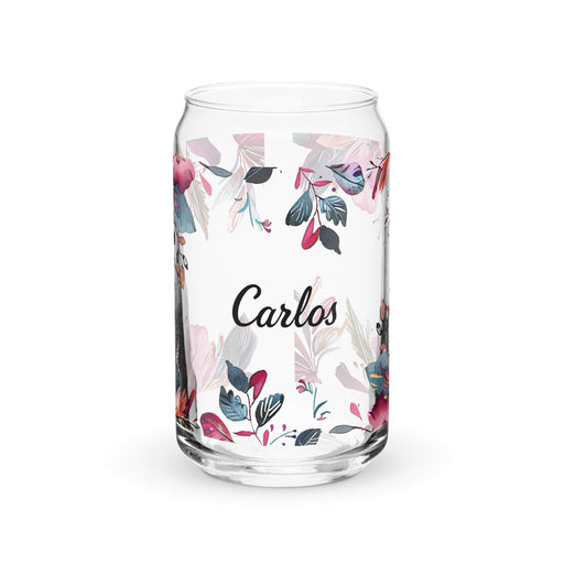 Carlos Exclusive Name Art Piece Can-Shaped Glass Home Office Work Mexican Spanish Pride Gift Cup One-Of-A-Kind Calligraphy Glass | C20 Mexicada 16 oz (No Lid No Straw)