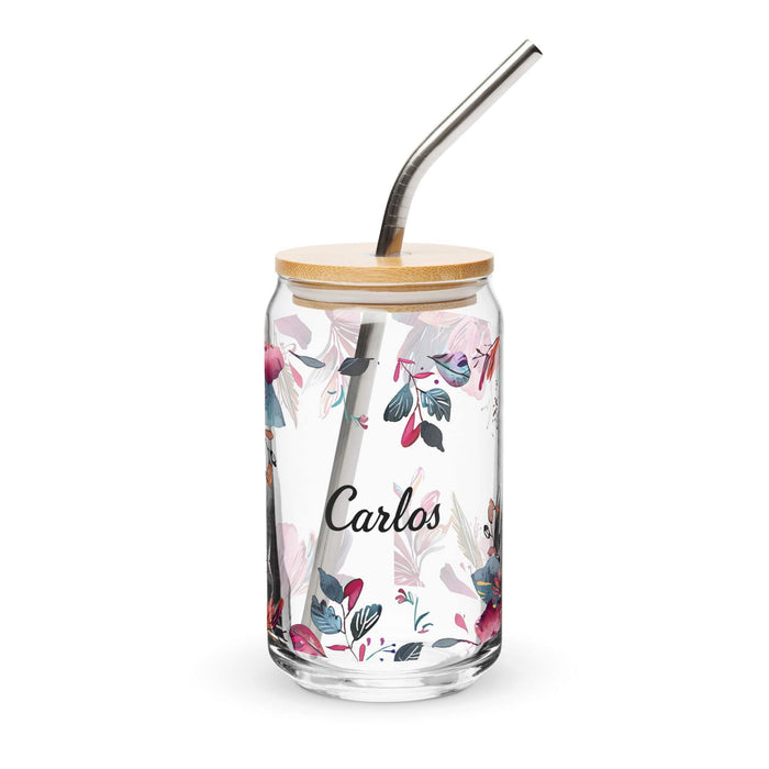 Carlos Exclusive Name Art Piece Can-Shaped Glass Home Office Work Mexican Spanish Pride Gift Cup One-Of-A-Kind Calligraphy Glass | C20 Mexicada 16 oz With Lid & Straw