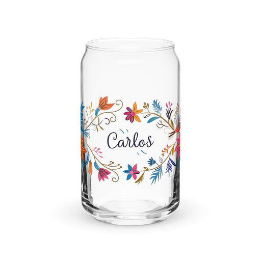 Carlos Exclusive Name Art Piece Can-Shaped Glass Home Office Work Mexican Spanish Pride Gift Cup One-Of-A-Kind Calligraphy Glass | C21 Mexicada 16 oz (No Lid No Straw)