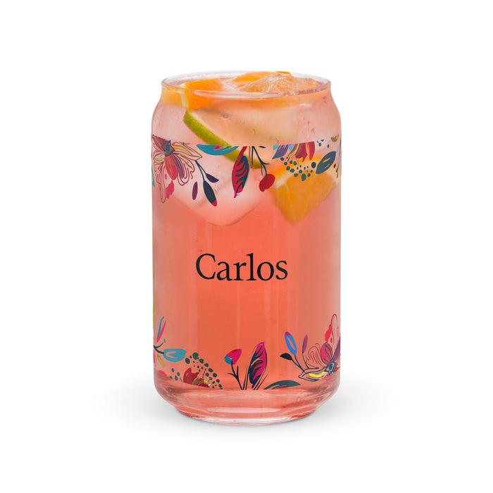 Carlos Exclusive Name Art Piece Can-Shaped Glass Home Office Work Mexican Spanish Pride Gift Cup One-Of-A-Kind Calligraphy Glass | C27 Mexicada