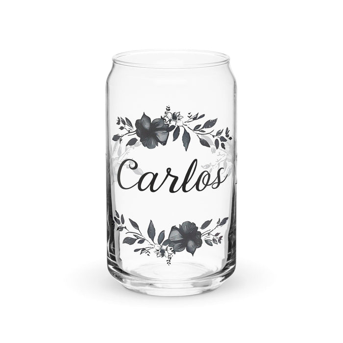 Carlos Exclusive Name Art Piece Can-Shaped Glass Home Office Work Mexican Spanish Pride Gift Cup One-Of-A-Kind Calligraphy Glass | C3 Mexicada 16 oz