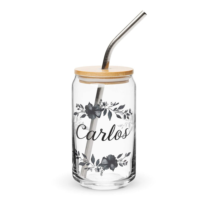 Carlos Exclusive Name Art Piece Can-Shaped Glass Home Office Work Mexican Spanish Pride Gift Cup One-Of-A-Kind Calligraphy Glass | C3 Mexicada 16 oz With Lid & Straw