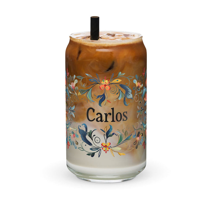 Carlos Exclusive Name Art Piece Can-Shaped Glass Home Office Work Mexican Spanish Pride Gift Cup One-Of-A-Kind Calligraphy Glass | C8 Mexicada