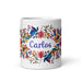 Carlos Exclusive Name Art Piece Home Office Work Coffee Mug Mexican Spanish Pride Gift Cup One-Of-A-Kind Calligraphy White Glossy Mug | C1 Mexicada