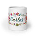 Carlos Exclusive Name Art Piece Home Office Work Coffee Mug Mexican Spanish Pride Gift Cup One-Of-A-Kind Calligraphy White Glossy Mug | C10 Mexicada