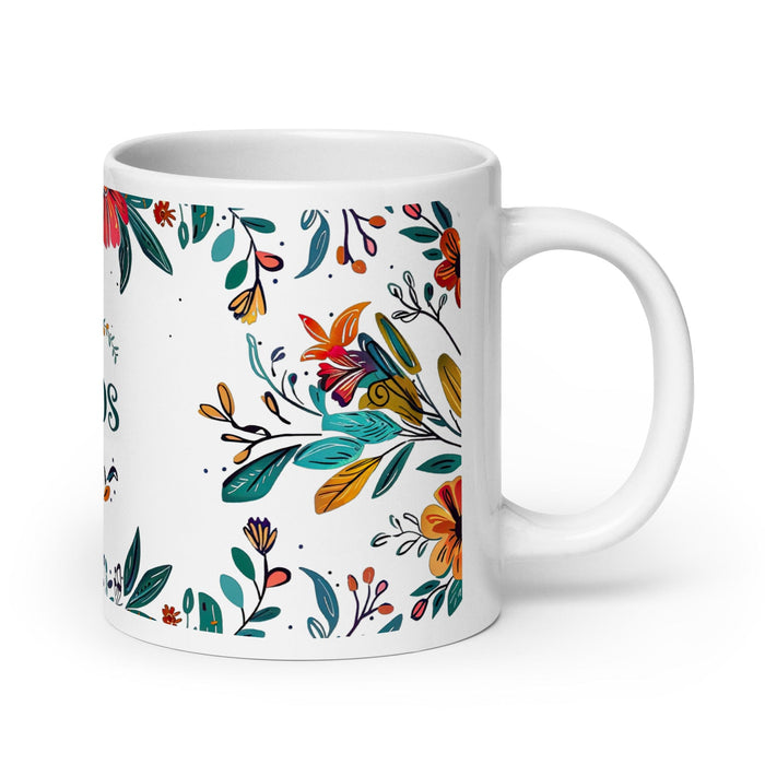 Carlos Exclusive Name Art Piece Home Office Work Coffee Mug Mexican Spanish Pride Gift Cup One-Of-A-Kind Calligraphy White Glossy Mug | C12 Mexicada 20 oz