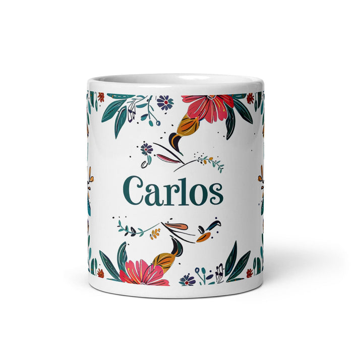 Carlos Exclusive Name Art Piece Home Office Work Coffee Mug Mexican Spanish Pride Gift Cup One-Of-A-Kind Calligraphy White Glossy Mug | C12 Mexicada